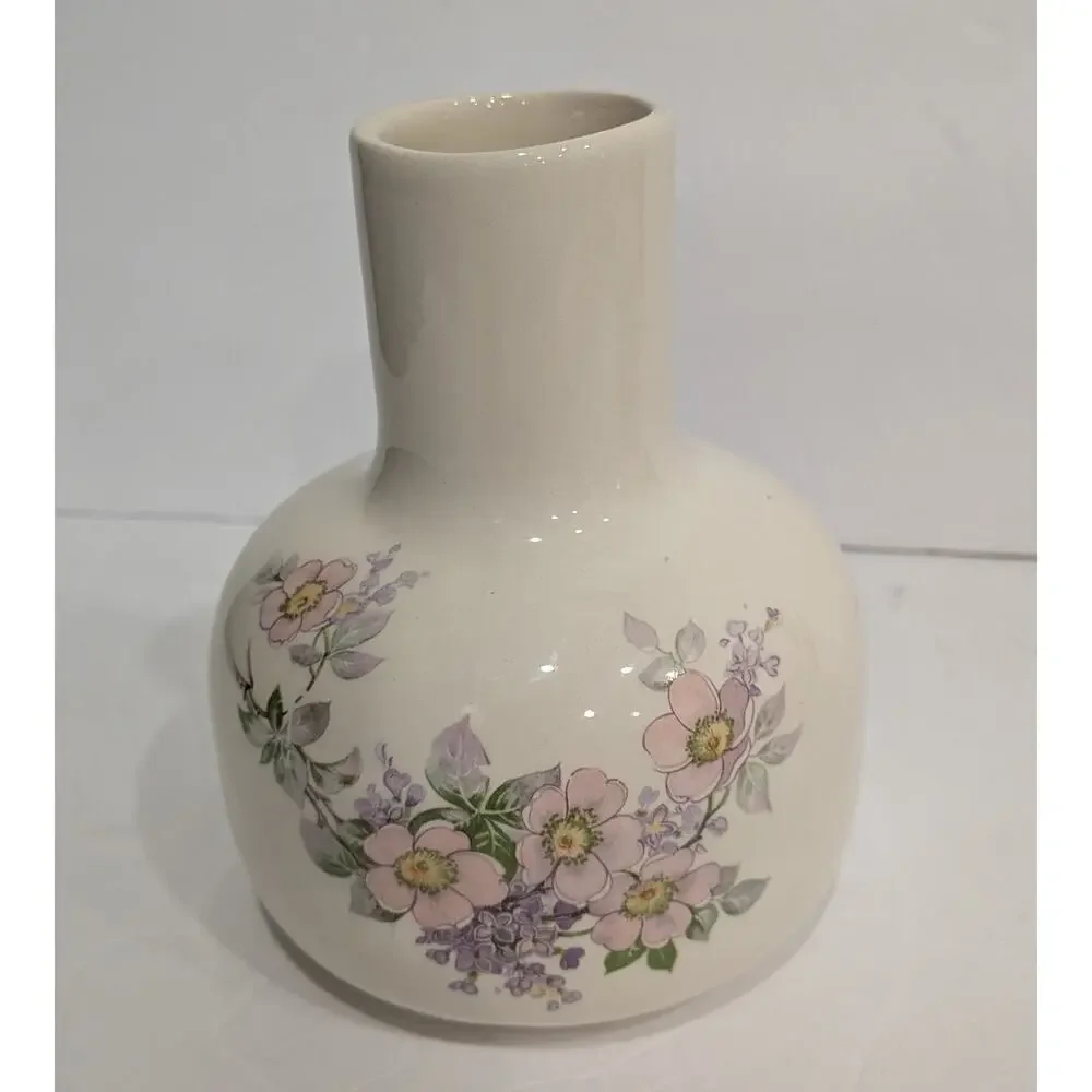 Vintage Water Carafe Studio Pottery Care Bears Bedside Tumbler Set Floral OOAK